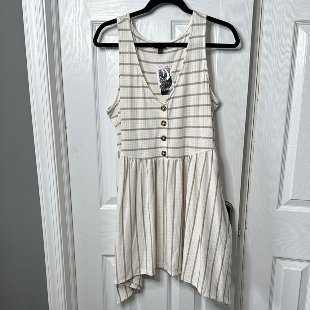 Torrid Cream Buttoned Smocked Tunic